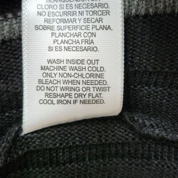 Daisy Fuentes Sweater Dress Tunic Womens Large Black Gray Striped Scoop Neck - Picture 7 of 10